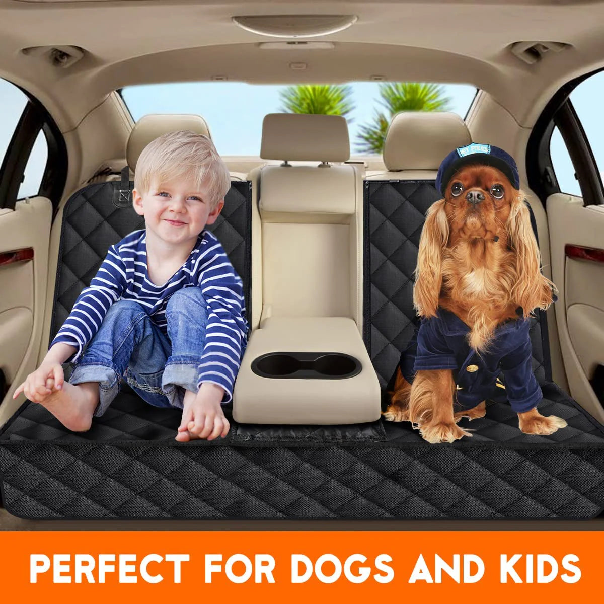 Dog Car Seat Cover - Waterproof Back Seat Protector for Pets, Non-Slip Design, Compatible with Most Cars, Trucks, and SUVs - Black